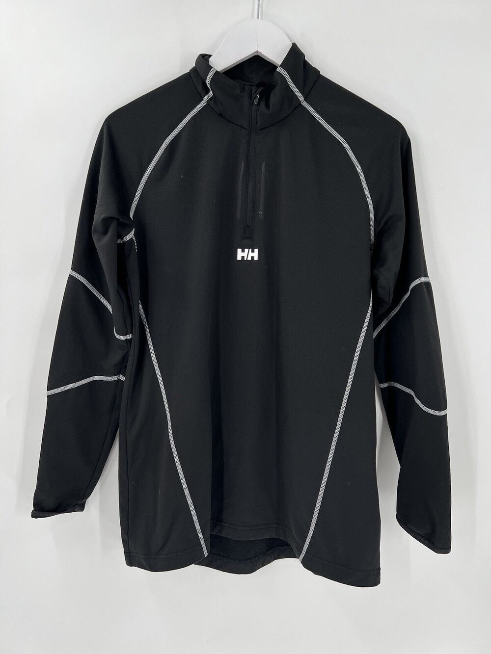 Helly Hansen Jacket Womens XL Black Athletic Logo Pullover 1/4 Zip Activewear